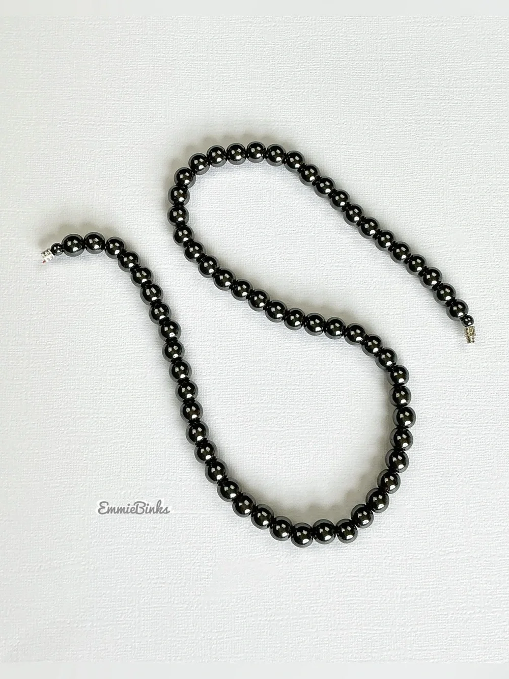 NWT Unisex Hematite Stone Beaded Necklace